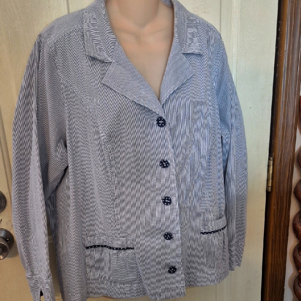 Striped Button-Up Blazer